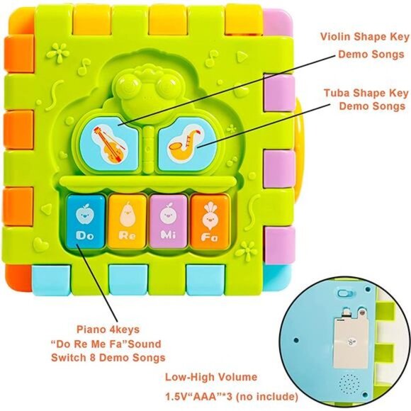 6-in-1 Learning Activity Center Play Square with Musical Toys, Educational Toys - Picture 4 of 7